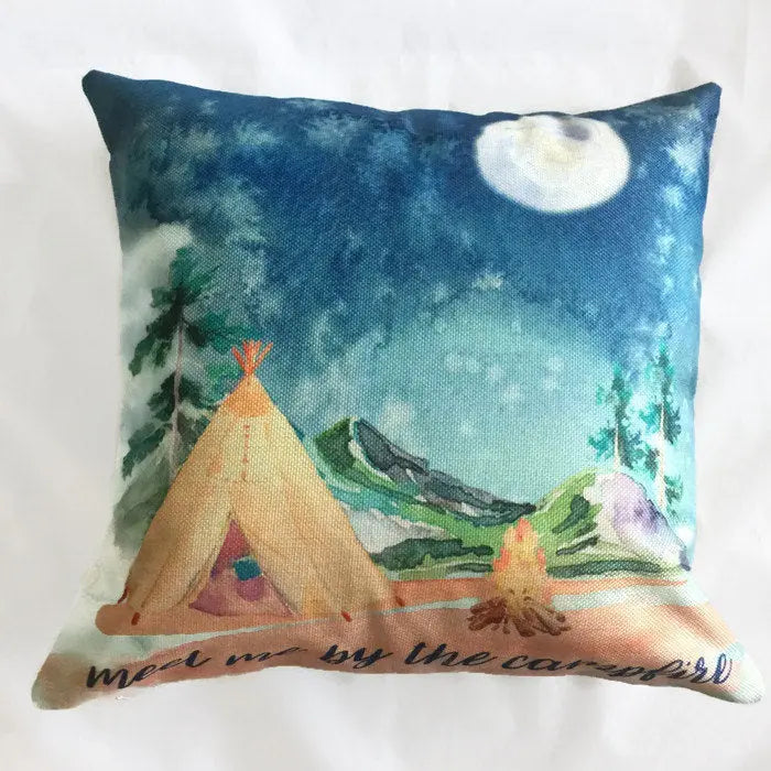 Adventure Time | By the Campfire | Pillow Cover | Wander Lust | Throw Pillow | Home Decor | Camper Gifts | Camper Decor | Gift Ideas UniikPillows