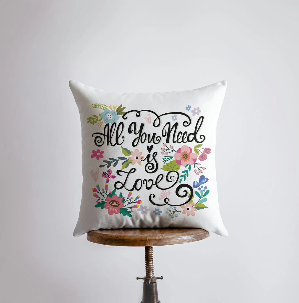All you need is Love Floral Pillow Cover | Gospel Pillow | Home Decor | Pink Polka | Famous Quotes | Motivational Quotes | Bedroom Decor UniikPillows