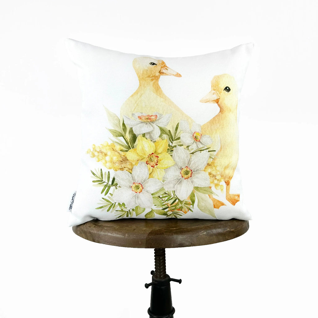 Baby Ducks in Flowers | Spring Décor | Spring Home Décor | Farmhouse Easter | Spring Outdoor Throw Pillows | Easter Gifts | UniikPillows UniikPillows