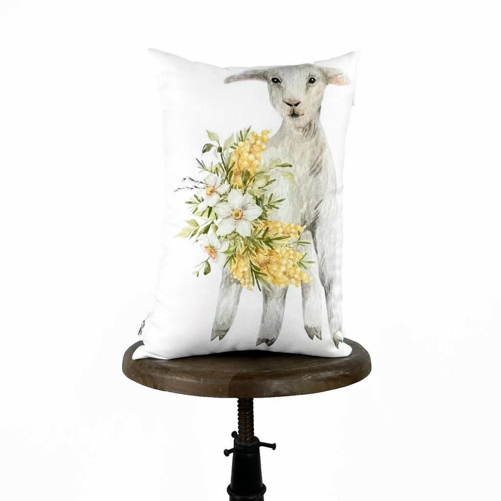 Baby Lamb Spring Bloom | Spring Pillows | Spring Home Décor | Farmhouse Easter | Spring Outdoor Throw Pillows | Home Décor | UniikPillows UniikPillows