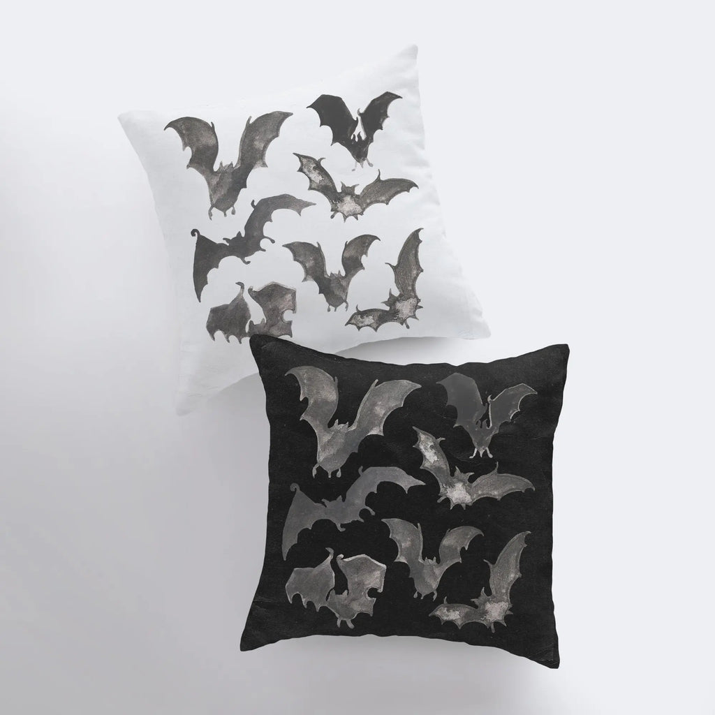 Bats on White Pillow Cover | Fall Décor | Farmhouse Pillows | Country Décor | Fall Throw Pillows | Cute Throw Pillows | Bat Art UniikPillows
