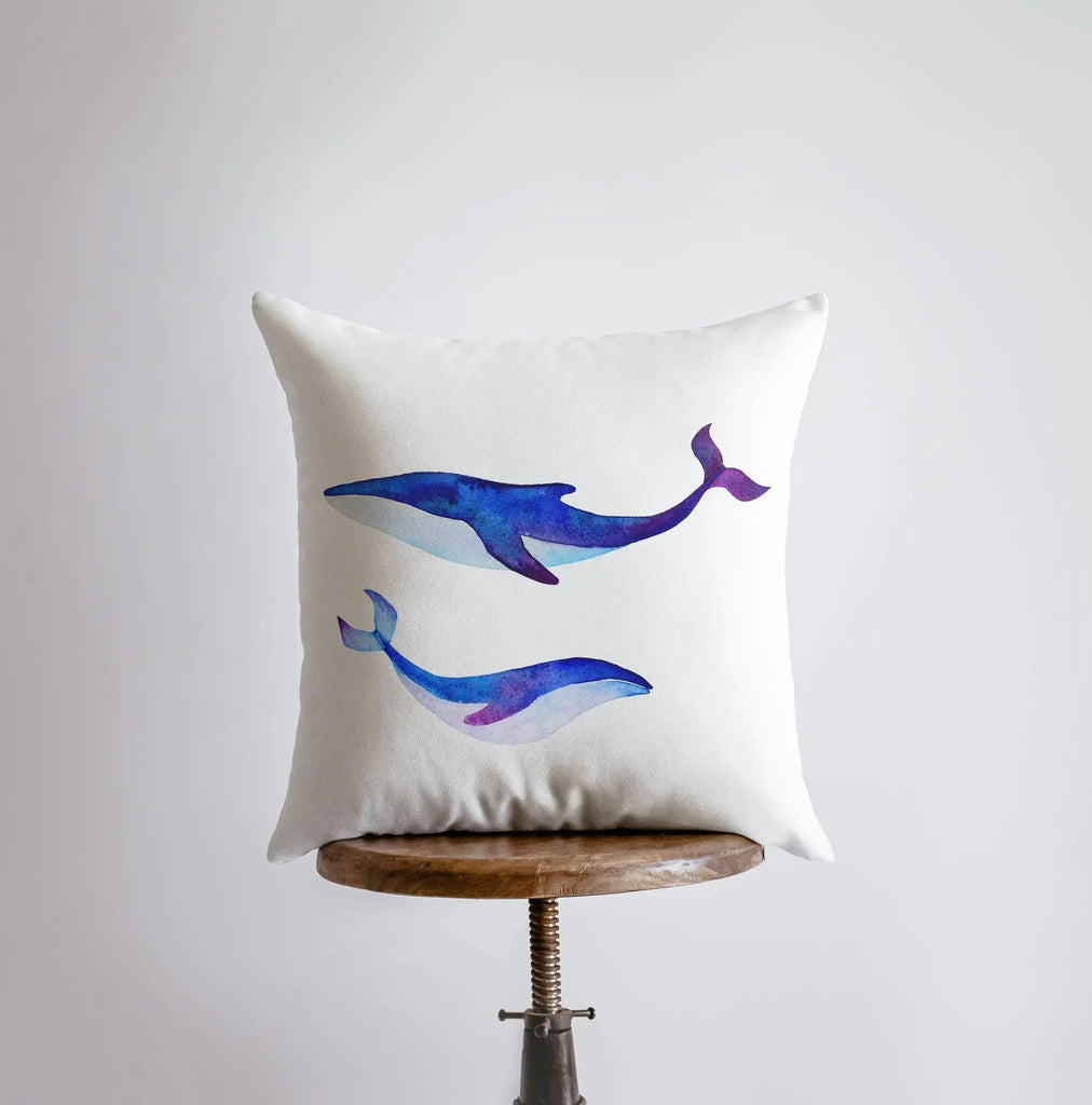 Blue Watercolor Whales | Pillow Cover | Throw Pillow | Home Decor | Coastal Decor | Pillow | Ocean | Gift for her | Accent Pillow Cover |Sea UniikPillows