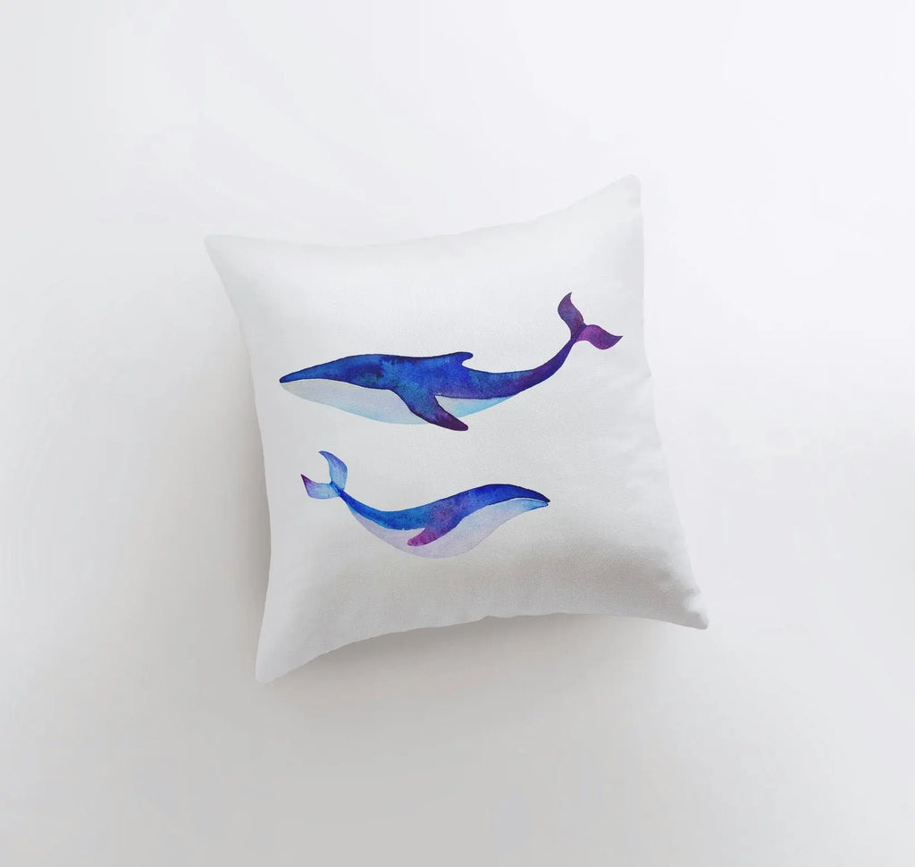 Blue Watercolor Whales | Pillow Cover | Throw Pillow | Home Decor | Coastal Decor | Pillow | Ocean | Gift for her | Accent Pillow Cover |Sea UniikPillows