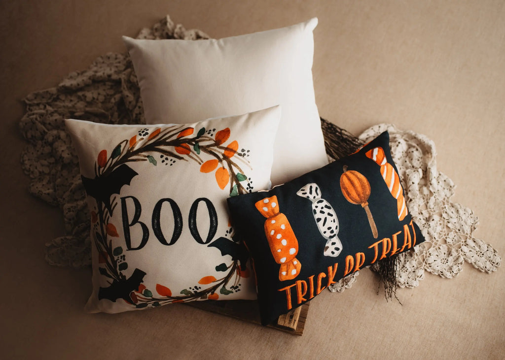 Boo Halloween Wreath Pillow Cover |  Fall decor | Farmhouse Pillows | Country Decor | Fall Throw Pillows | Cute Throw Pillows | Gift for her UniikPillows