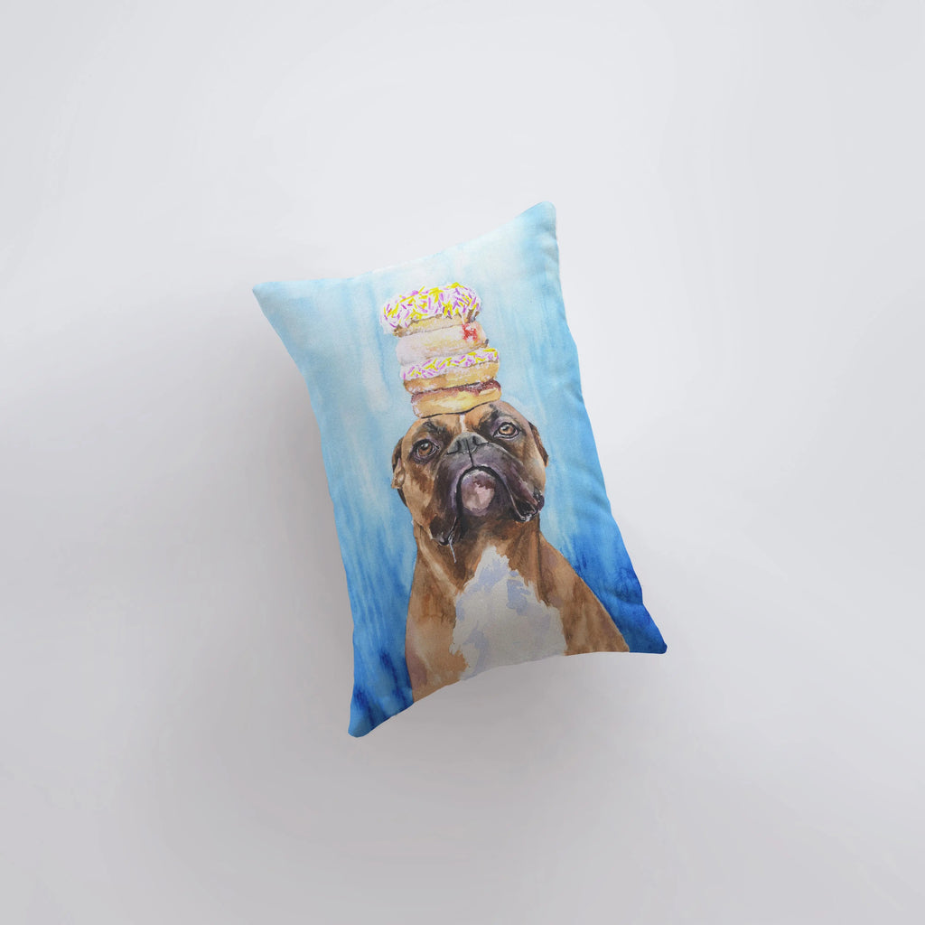 Boxer | Watercolor Doughnut Boxer | 12x18 | Pillow Cover | Dogs | Home Decor | Custom Dog Pillow | Boxer Mom | Dog Lover Gift | Dog Mom Gift UniikPillows