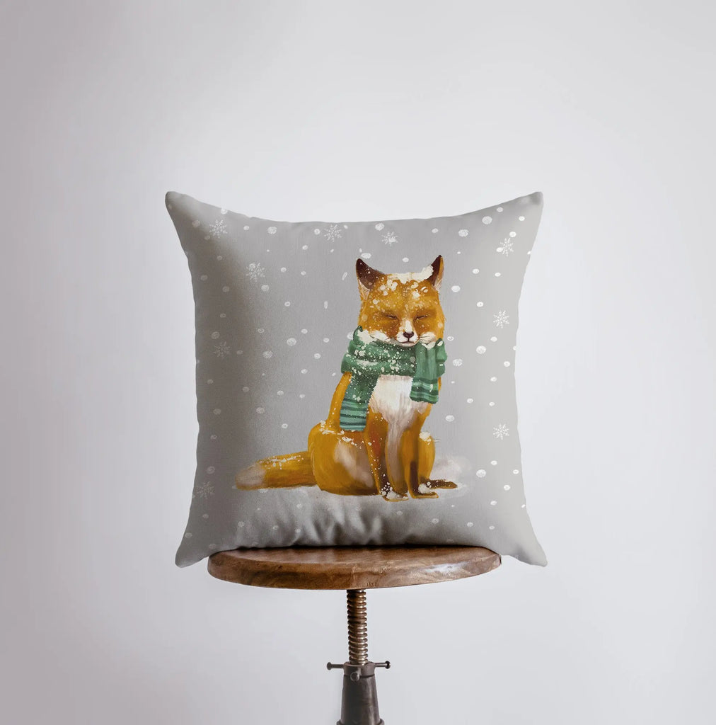 Christmas Fox | Throw Pillows | Fox Pillow Cover | Christmas Pillow | Snow Fox | Christmas Gift | Animal Pillow | Home Decor | Bedroom Decor UniikPillows