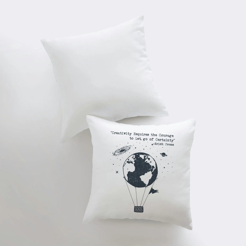 Creativity requires courage to let go of Certainty Pillow Cover | Hot Air Balloon Pillow | Famous Quotes | Motivational Quotes | Room Decor UniikPillows