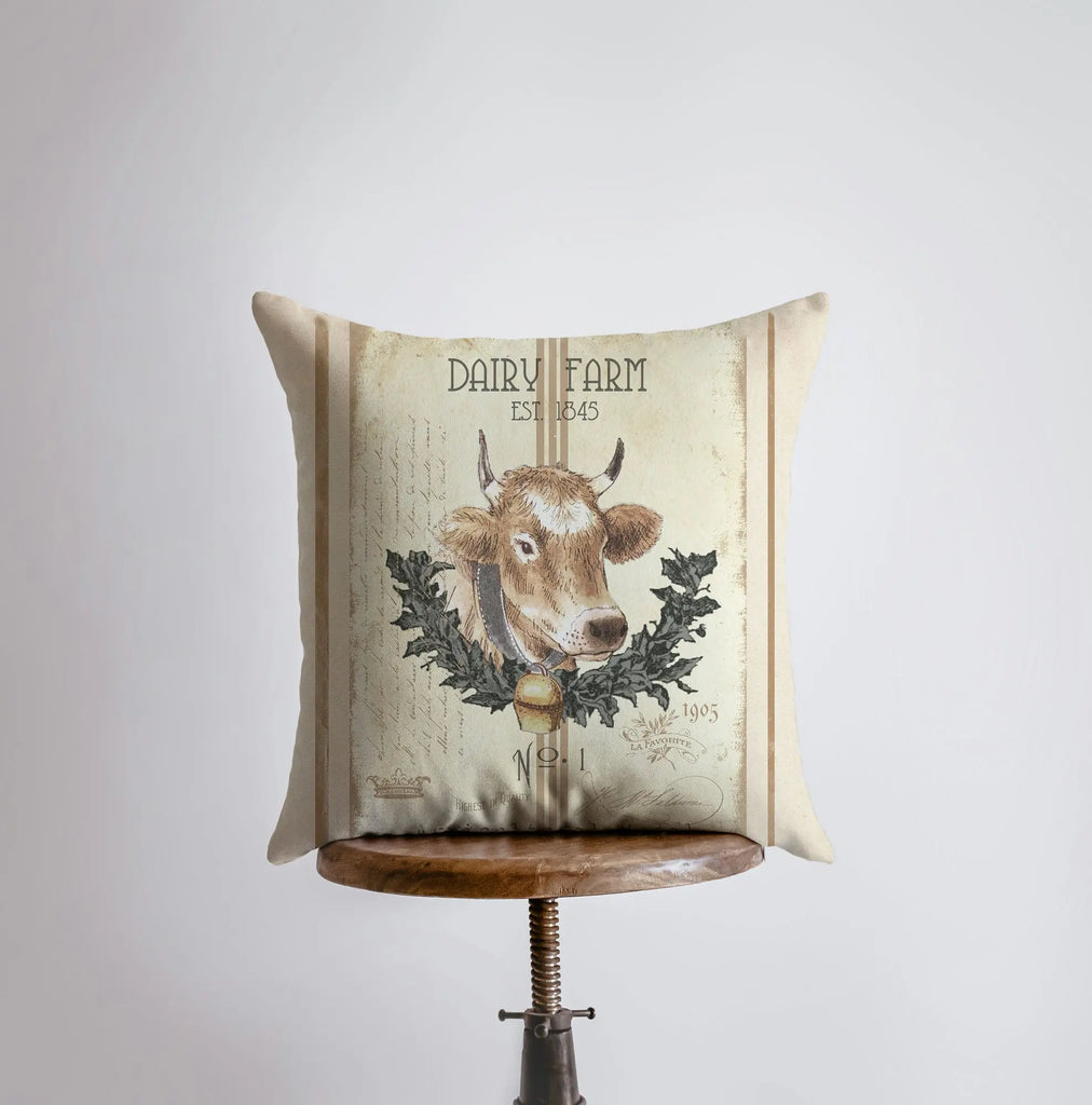 Dairy Farm Cow Vintage Pillow Cover | Farmhouse Decor | Home Décor | Throw Pillows | Rustic Decor | Primitive Decor | Accent Pillow Covers UniikPillows