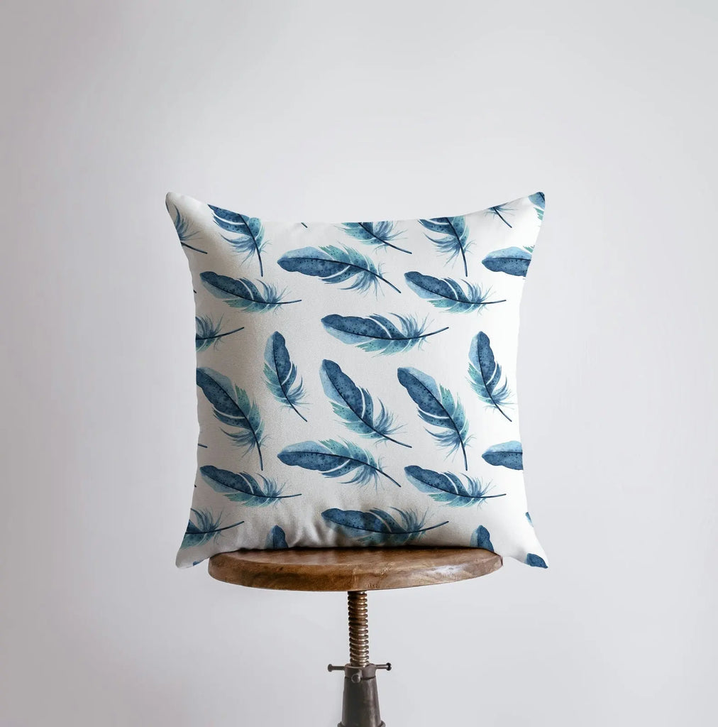 Dark Blue Feathers | Pillow Cover | Bird Lover | Pillow | Animal Decor | Home Decor | Room Decor | Farmhouse Decor | Pattern | Gift for her UniikPillows