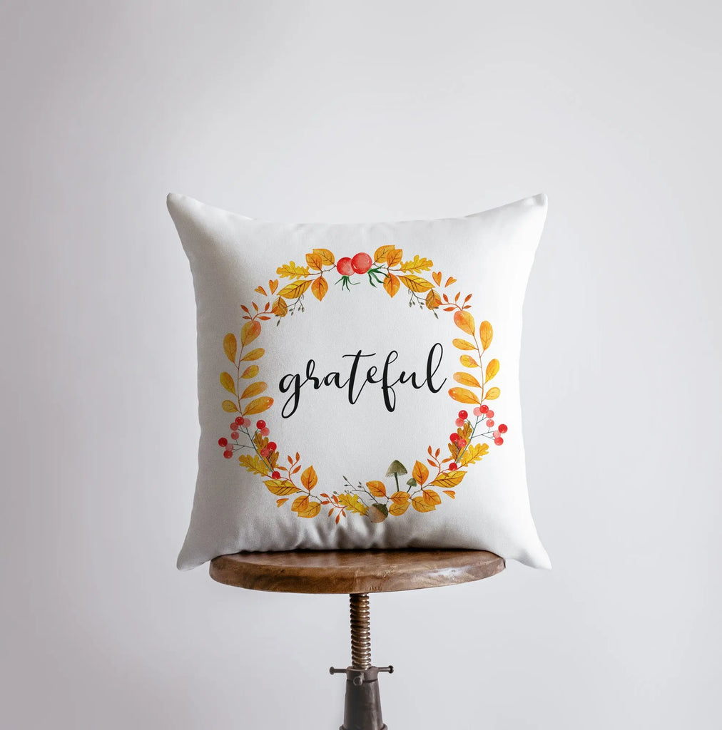 Grateful Pillow Cover |  Fall Thanksgiving Decor | Farmhouse Pillows | Country Decor | Fall Throw Pillows | Cute Throw Pillow | Gift for her UniikPillows