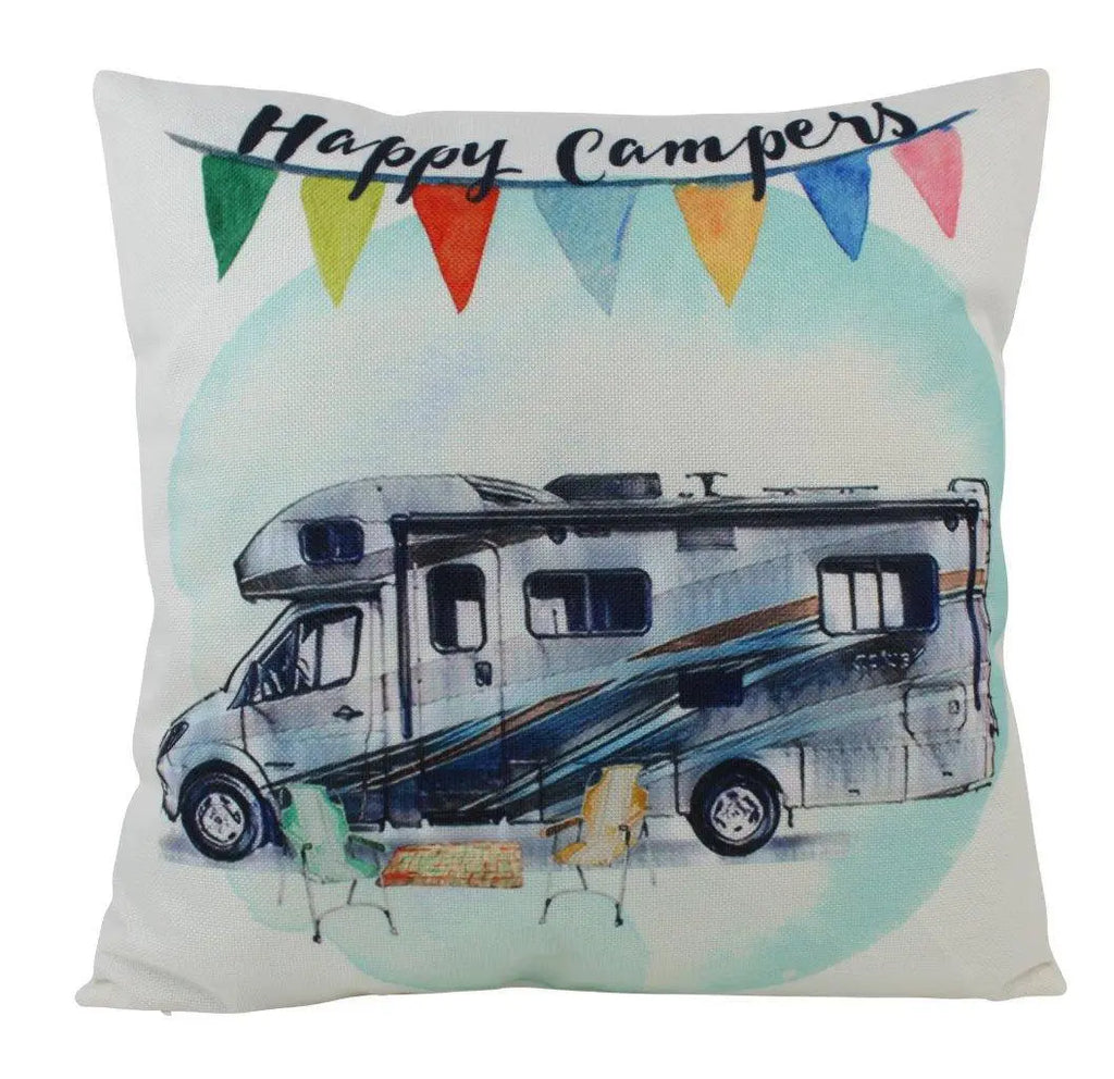 Happy Camper | RV | Pillow Cover |  Camper Decorations | Throw Pillow | Vintage Camper | Camper Decor | Wander Lust | Gift Ideas UniikPillows