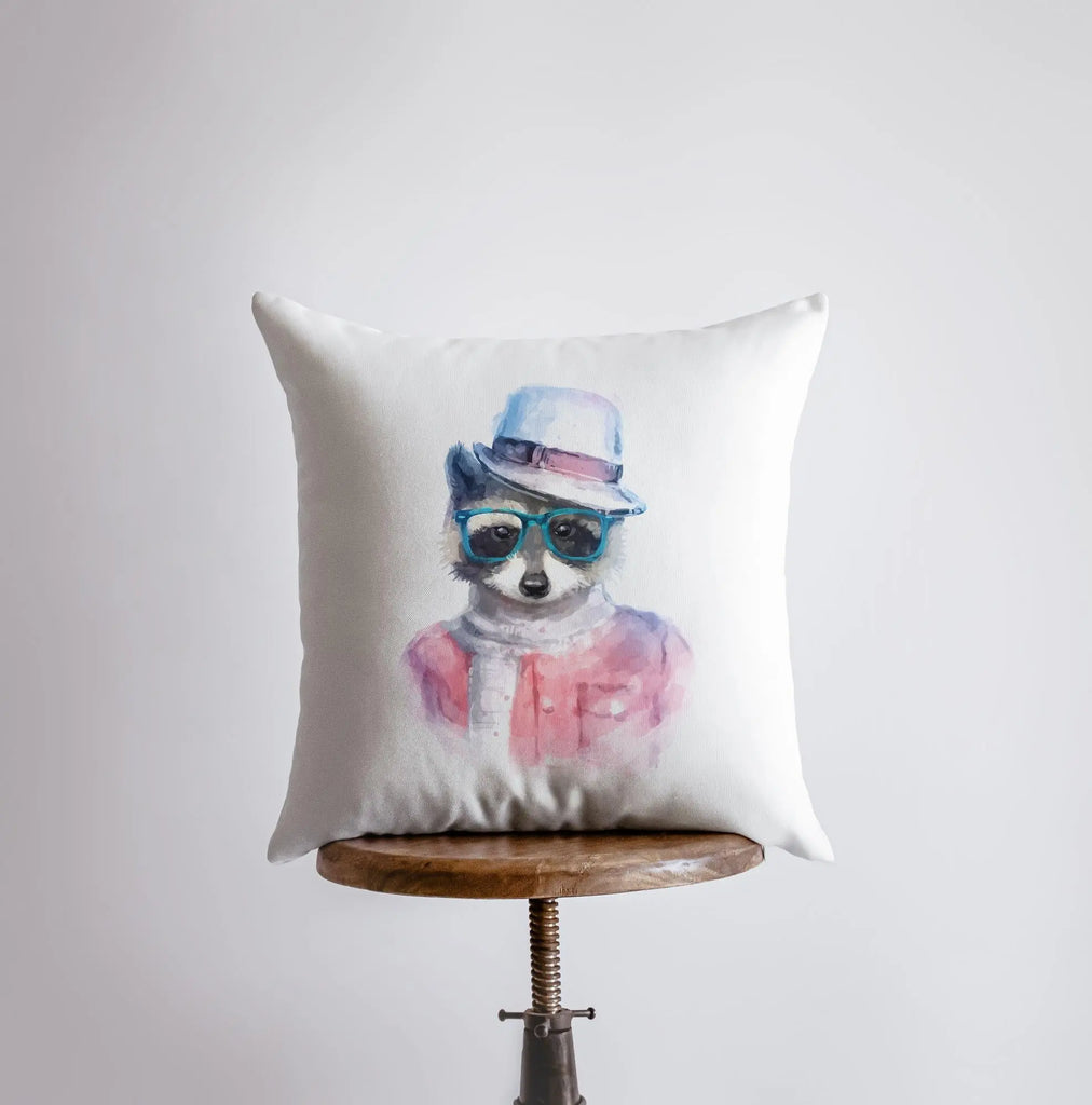 Hipster Raccoon | Pillow Cover | Wilderness | Raccoon Pillow | Forest Animals | Home Décor | Cute Throw Pillows | Best Throw Pillows UniikPillows