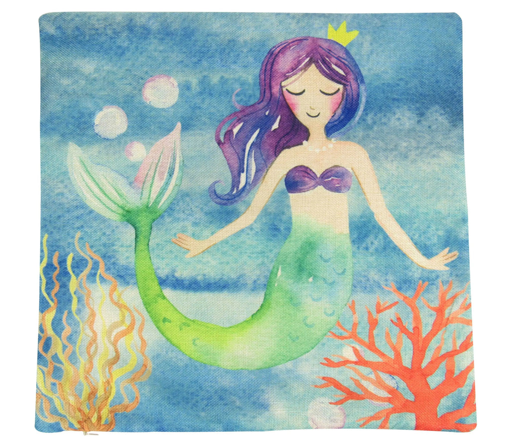 Mermaid | Mermaid Art | Nursery Decor | Pillow Cover | Home Decor | Throw Pillows | Happy Birthday | Under the Sea | Kids Room Decor UniikPillows