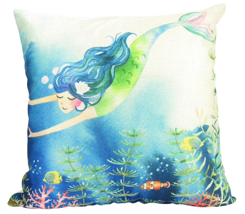Mermaid Art | Mermaid | Fun Gifts | Pillow Cover | Home Decor | Throw Pillows | Happy Birthday | Under the Sea | Kids Room Decor UniikPillows