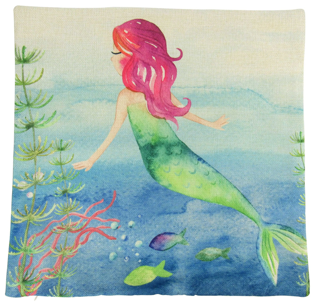 Mermaid Swimming | Mermaid Art | Nursery Decor | Pillow Cover | Home Decor | Throw Pillows | Happy Birthday | Under the Sea | Kids Room Decor UniikPillows