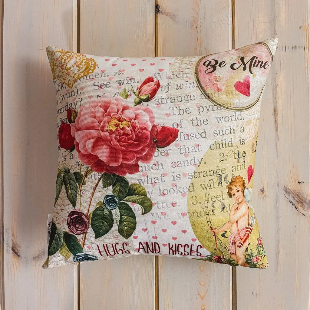 Vintage Valentines Flower | Pillow Cover | Love You More | Throw Pillow | Love is Love | I Love You | Personalized Gift | Valentine Decor UniikPillows