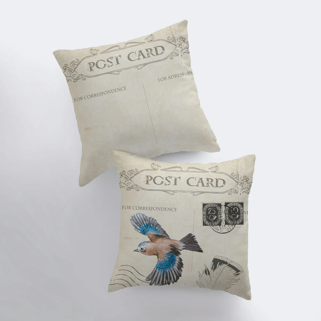 Bird | Postcard  | Pillow Cover | Our Nest | Pillow | Farmhouse Decor | Home Decor | Throw Pillow | Modern Farmhouse | Blue Bird | Gift UniikPillows