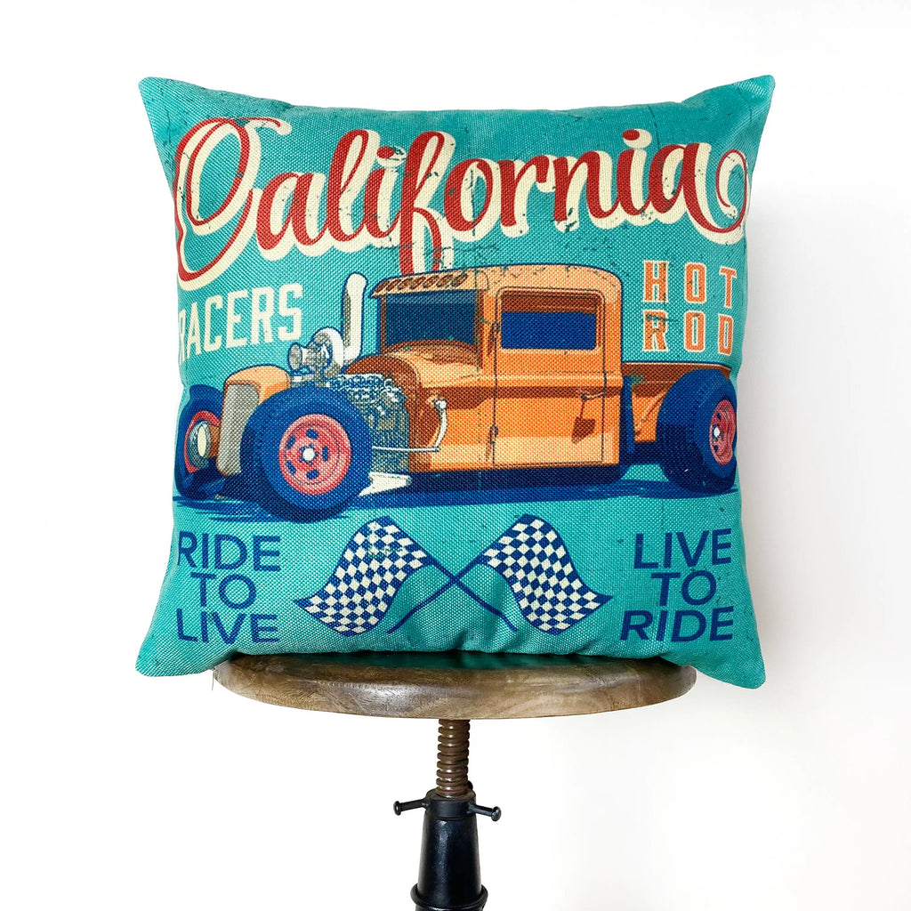 California Hot Rod Racer  | Pillow Cover |  Throw Pillow |  | Dad Gift | Classic Car | Gift Ideas | Pillow | Hot Rod | Room Décor UniikPillows