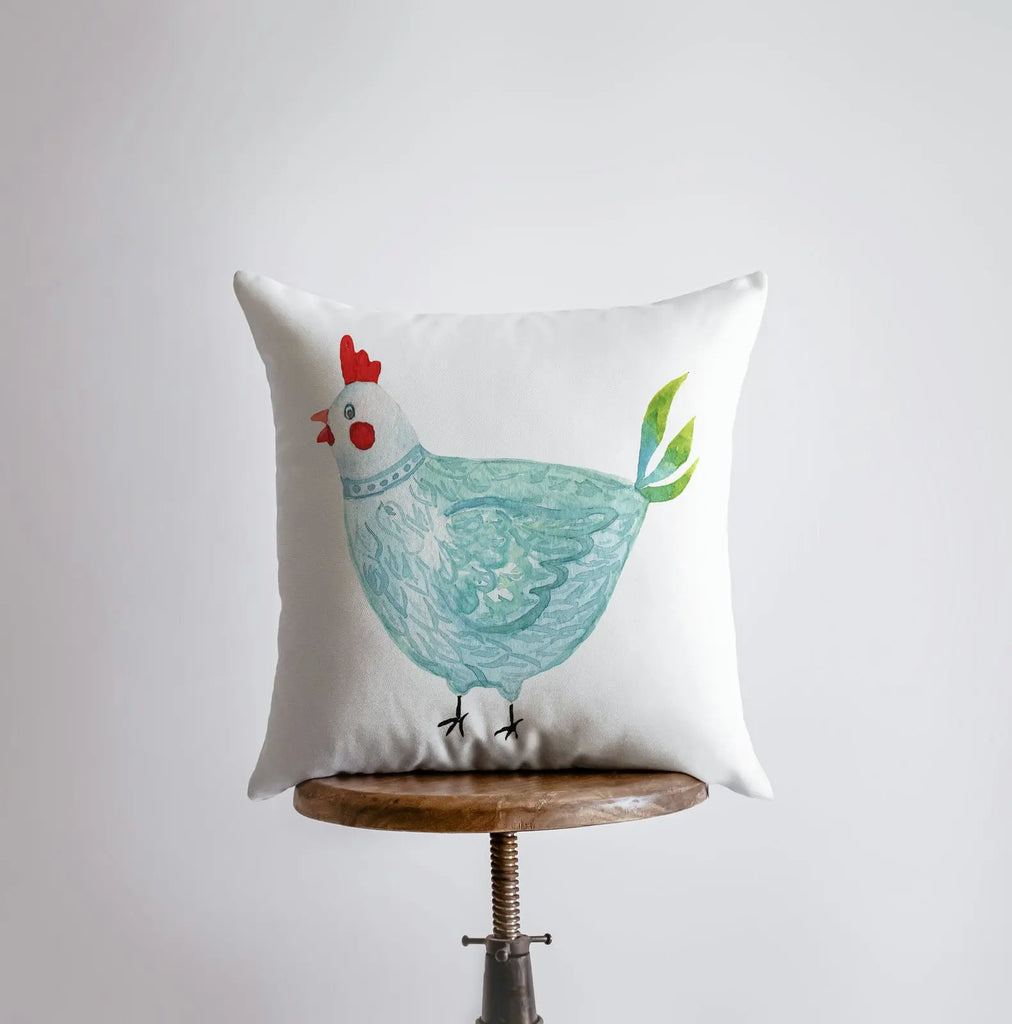 Hen | Turquoise | Modern Farmhouse | Throw Pillow | Farm Decorating | Turquoise Accent Pillows | Country Decor | Gift for her | Decor Pillow UniikPillows