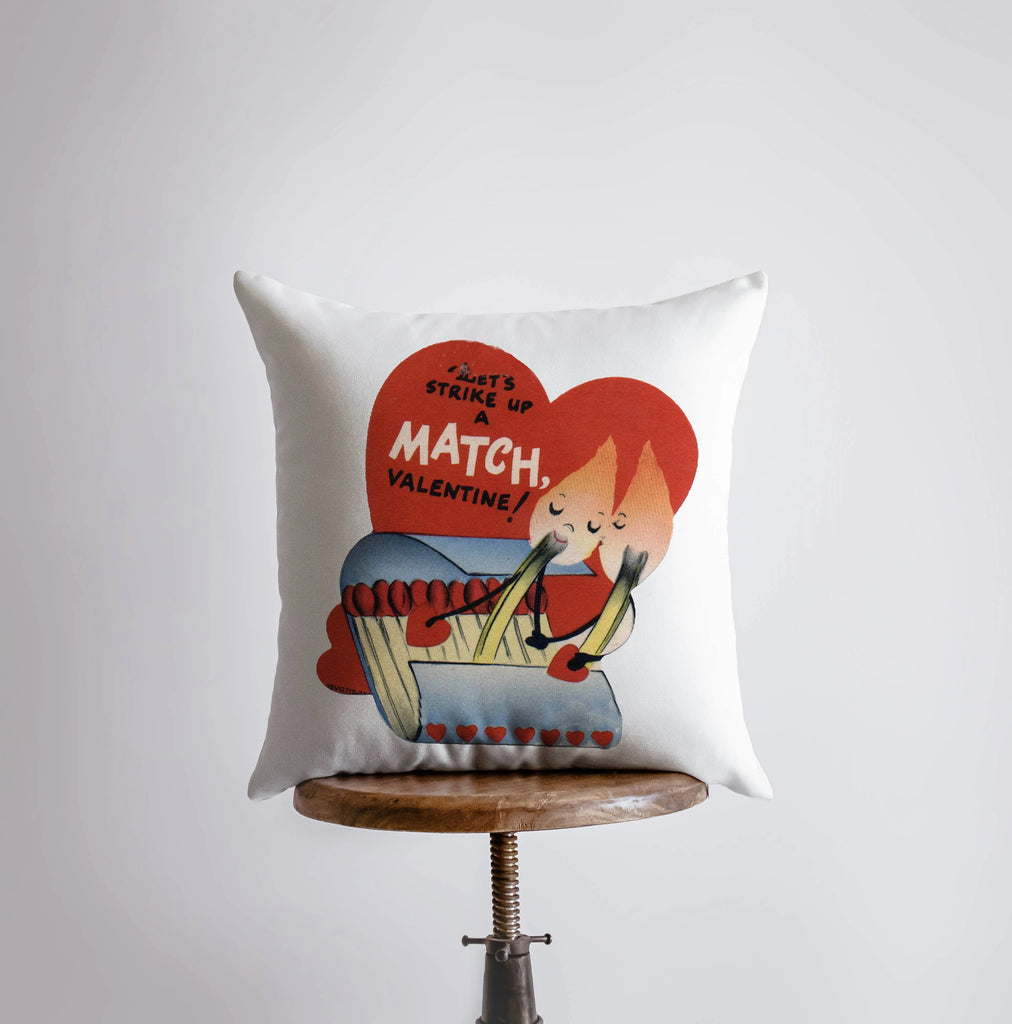 Let's Strike up a Match Vintage Valentines | Pillow Cover | Throw Pillow | Valentines Day Gifts for Her | Valentines Day | Room Decor UniikPillows