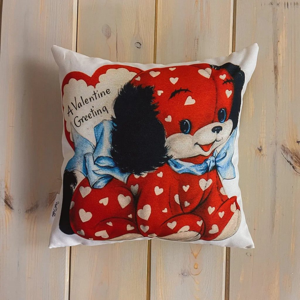 Red Heart Dog Vintage Valentines | Pillow Cover | Throw Pillow | Valentines Day Gifts for Her | Valentines Day | Room Decor | Love You UniikPillows