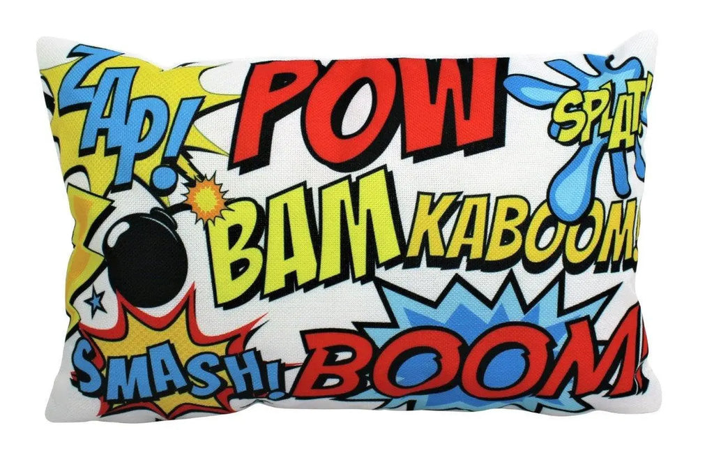 Super Hero | BASH BOOM BAM | Anime | 18x12 | Fun Gifts | Pillow Cover | Home Decor | Throw Pillows | Happy Birthday | Kids Room | Lumbar UniikPillows