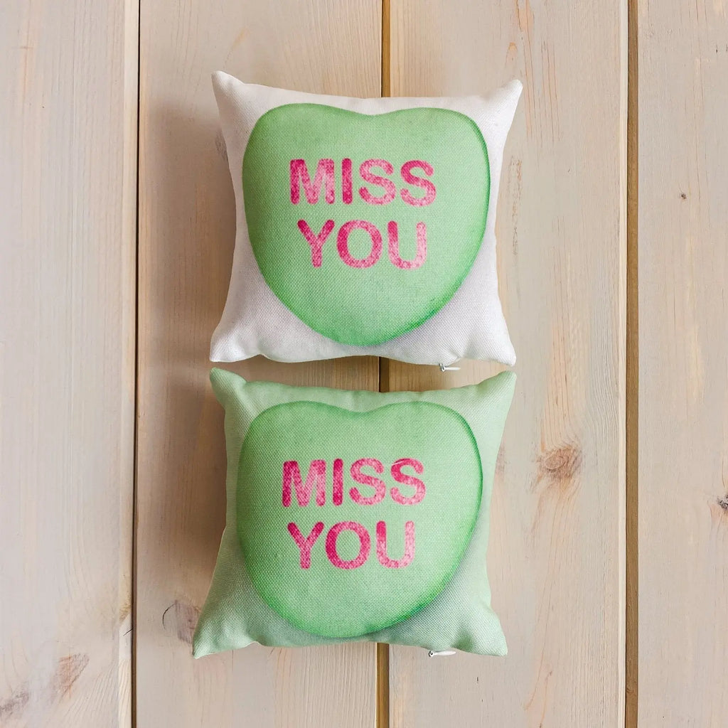 Valentines Candy Mini Pillow Set | 8x8 Pillow Covers | Valentine card motifs | Throw Pillow | Love is Love | I Love You | I Love You Gifts UniikPillows