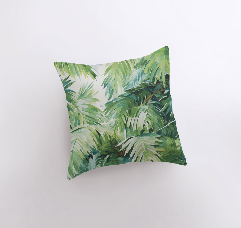 a pillow with a tropical print on it