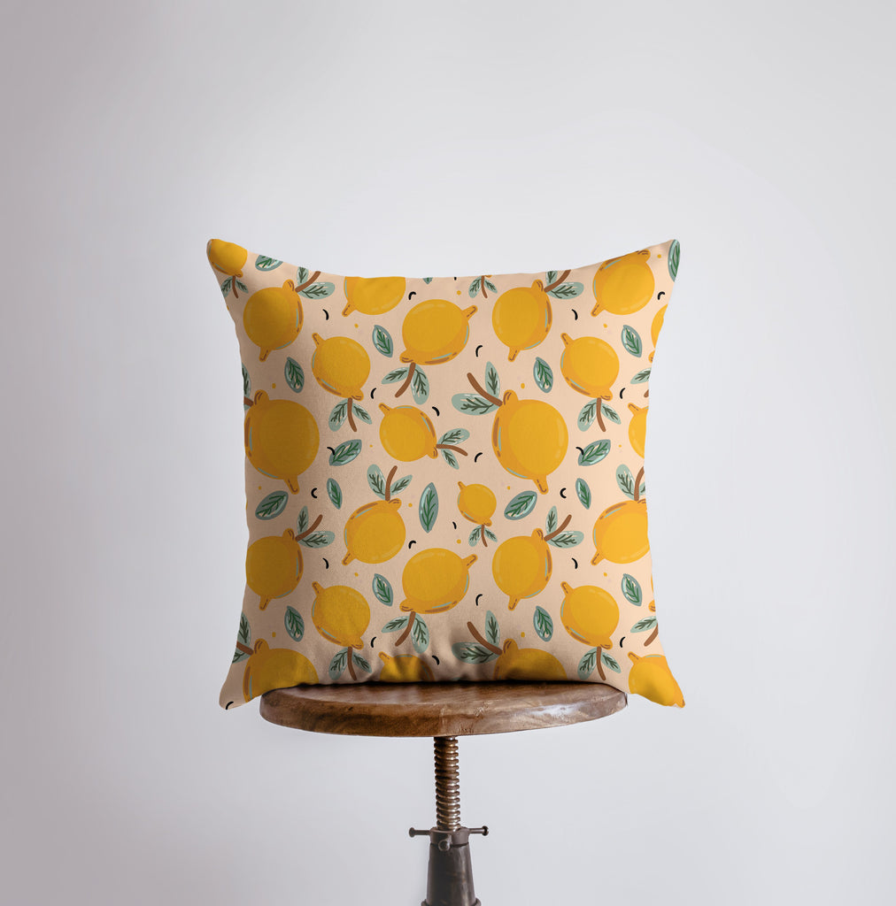 a pillow with a lemon pattern on it