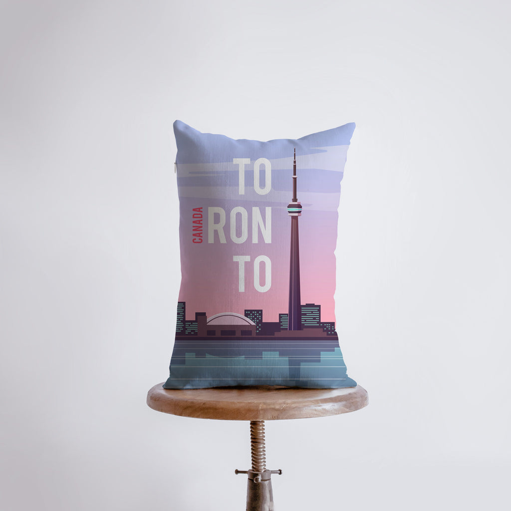a pillow that has a picture of a tower on it