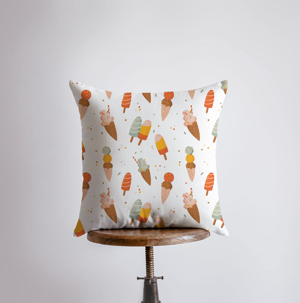 a pillow with an ice cream pattern on it