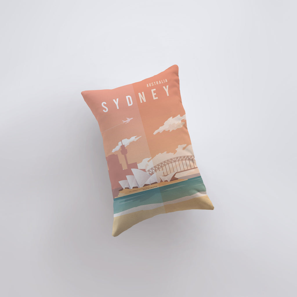 a pillow with a picture of sydney on it