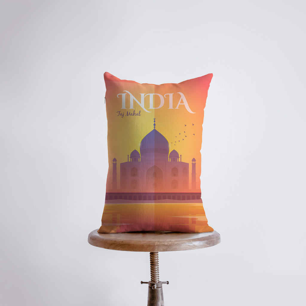 a pillow with a picture of a mosque on it