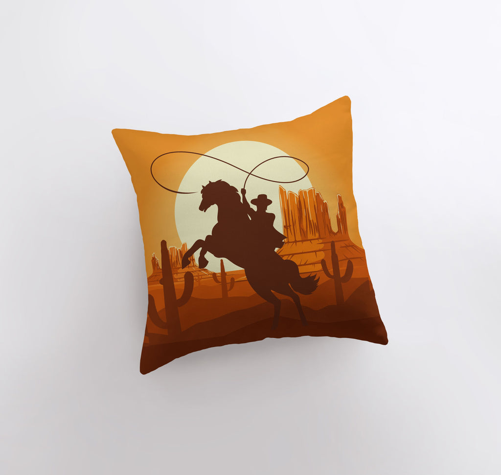 a pillow with a cowboy riding a horse