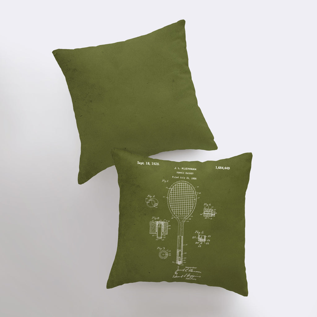 a pair of green pillows with a drawing of a microphone