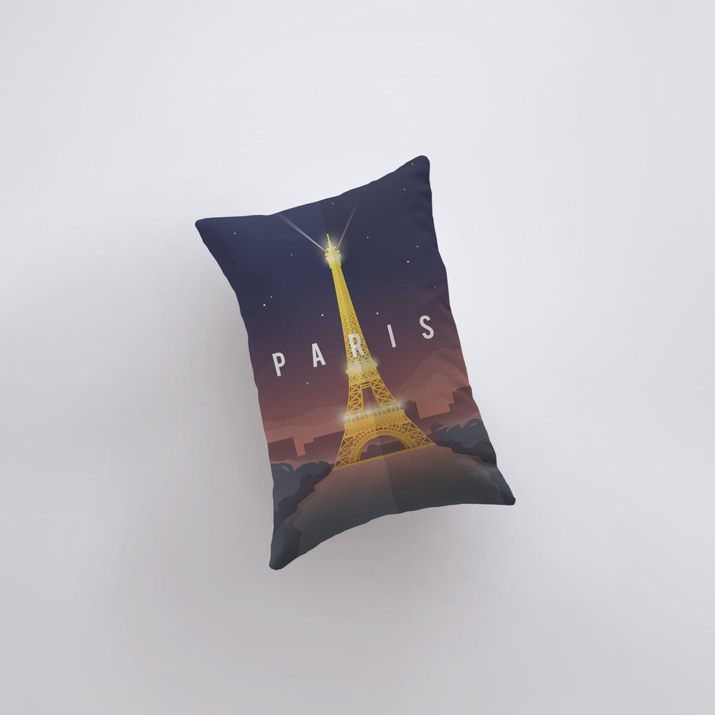 a pillow with a picture of the eiffel tower