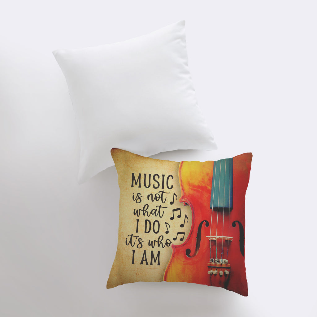 a pillow with a picture of a violin on it