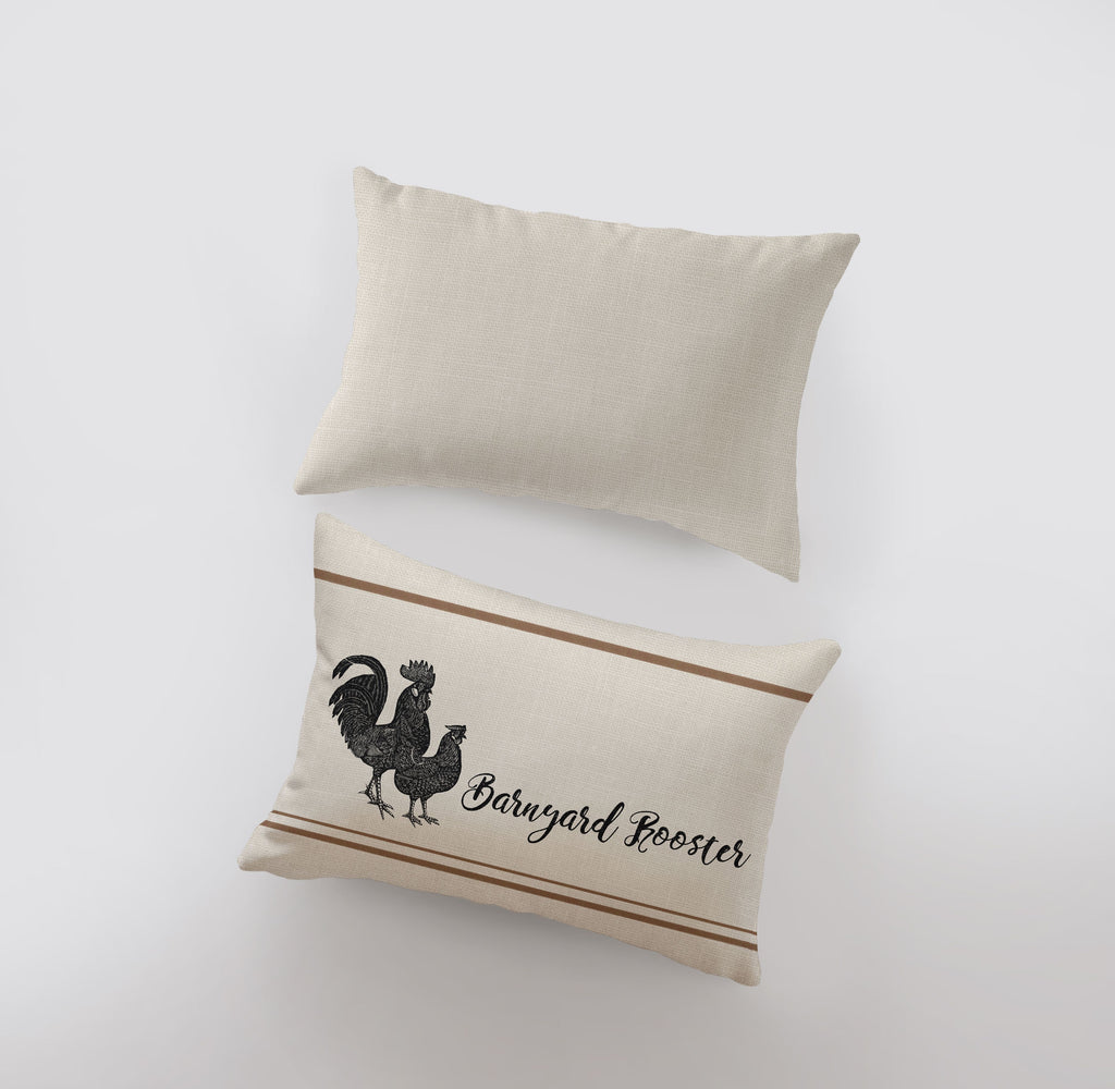 a pillow and a pillow case with a rooster on it