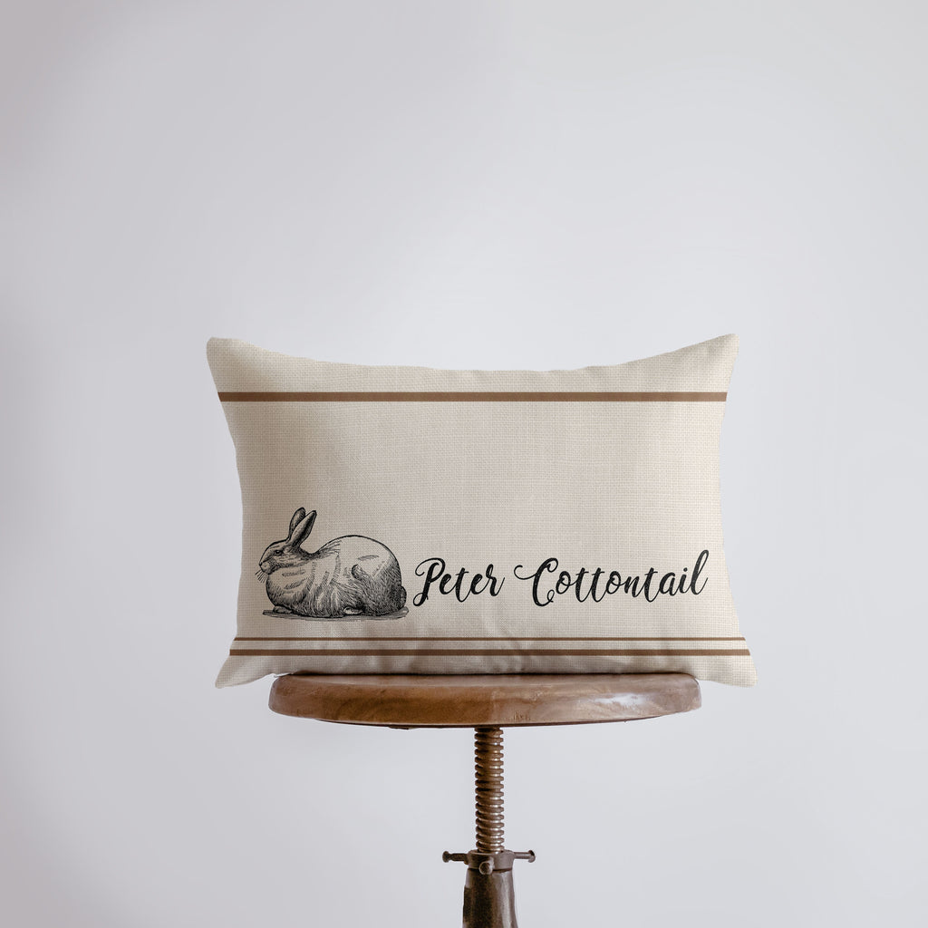 a pillow that has a picture of a rabbit on it