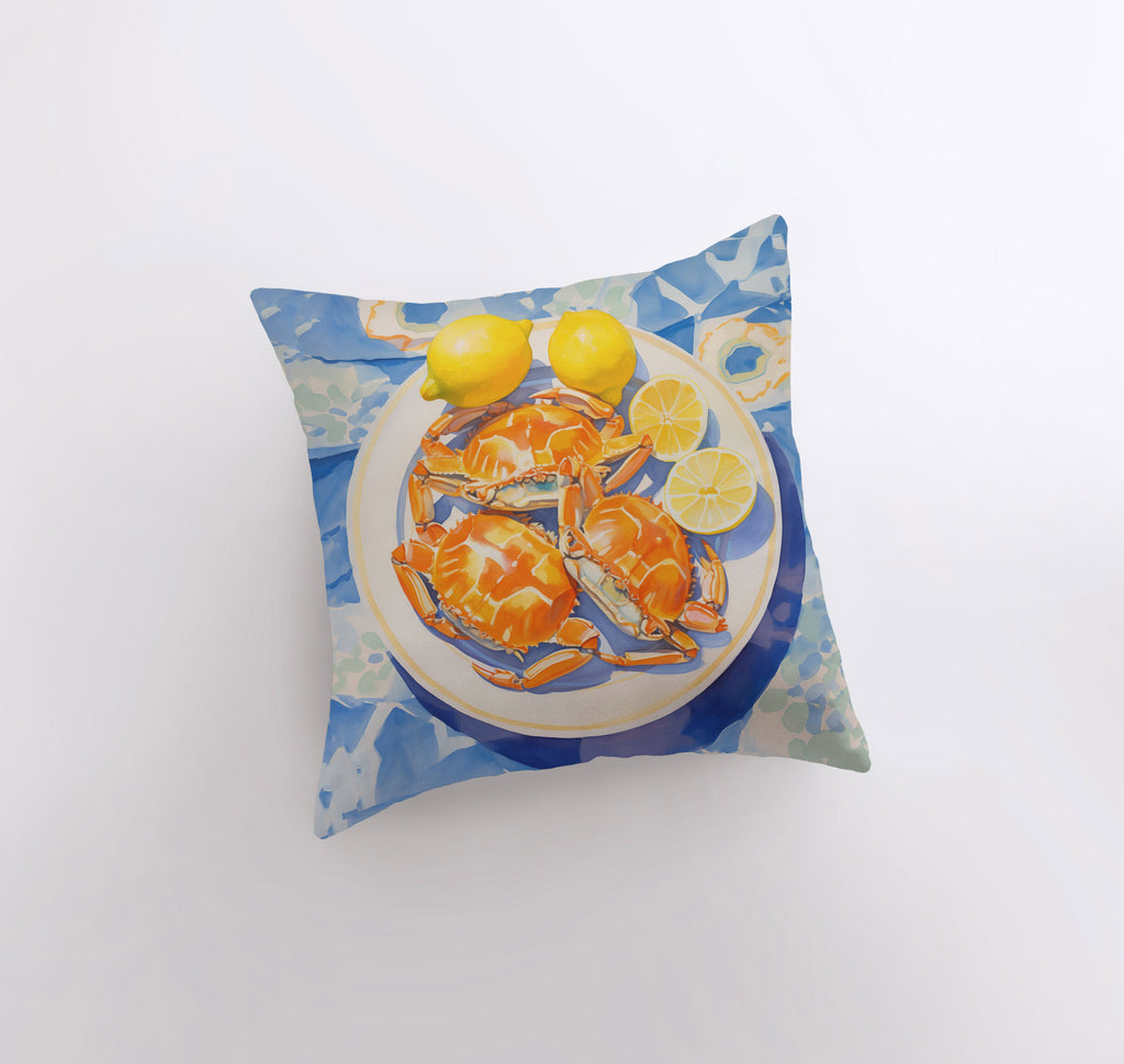 Crab and Lemon | Gouache Painting | Food Pillow | Abstract Still Life | Throw Pillow | Home Decor | Gift for Her | Pillow Cover |Travel Gift - UniikPillows