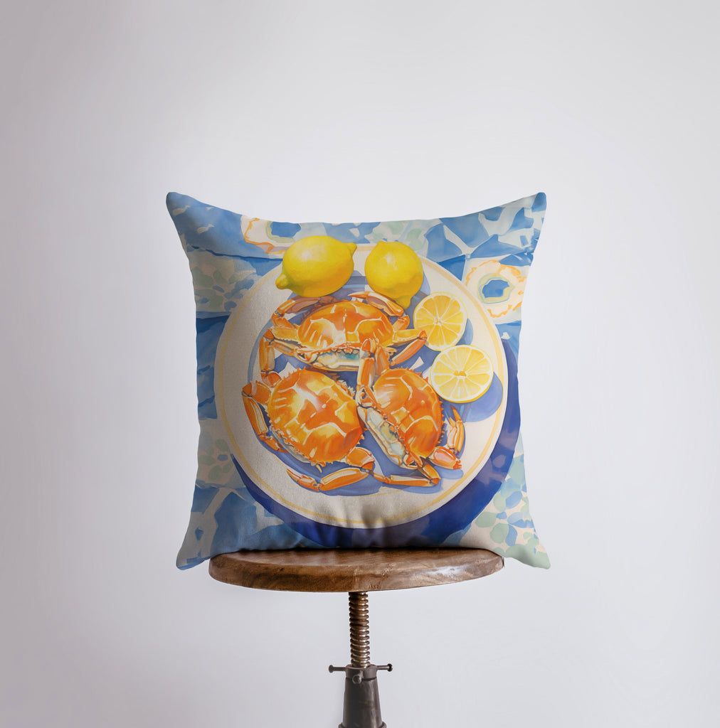 Crab and Lemon | Gouache Painting | Food Pillow | Abstract Still Life | Throw Pillow | Home Decor | Gift for Her | Pillow Cover |Travel Gift - UniikPillows