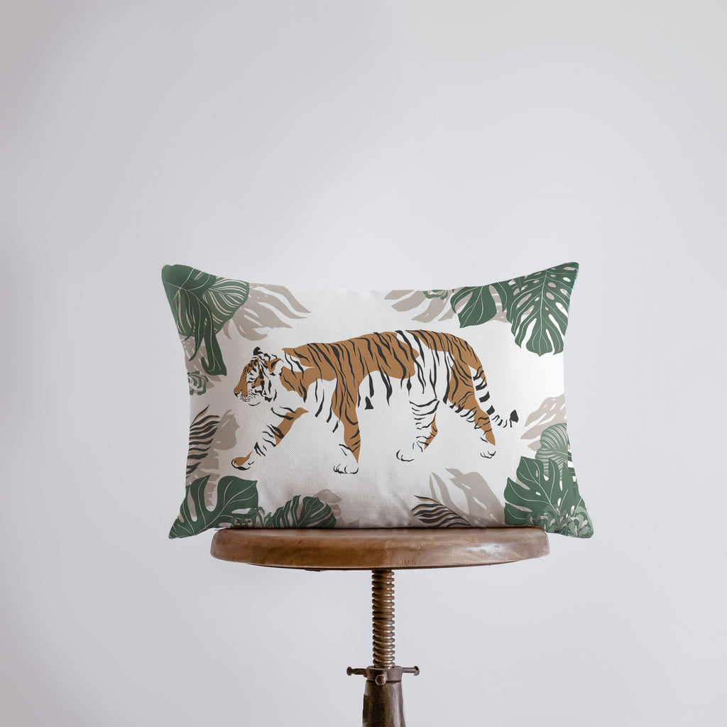 a pillow with a tiger pattern on it