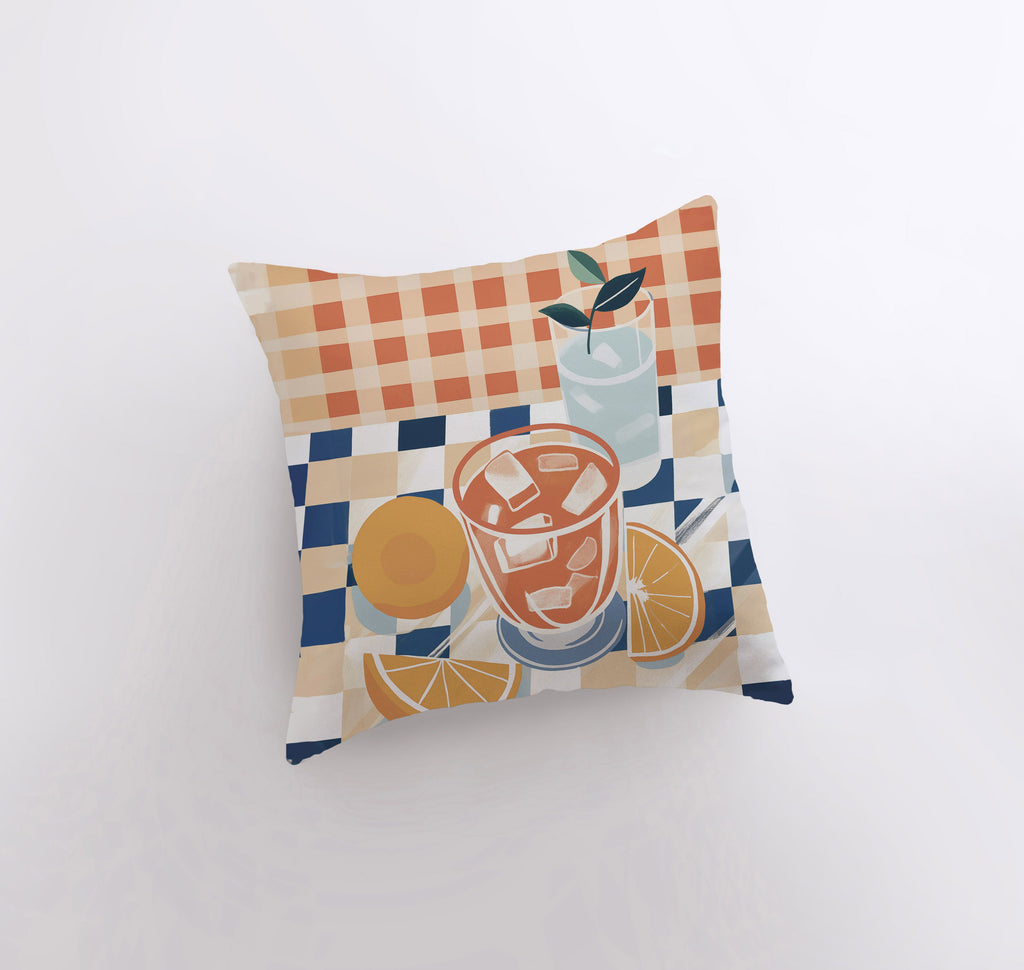 a pillow with a picture of a drink on it