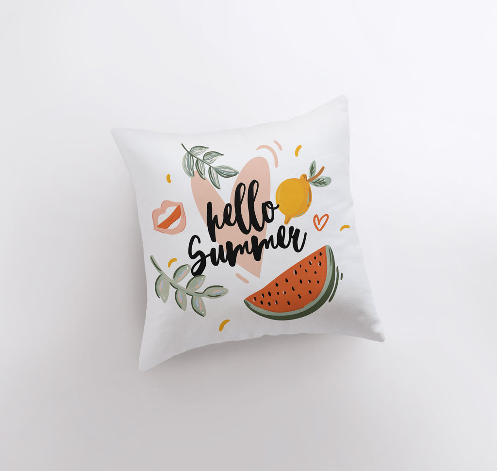 a white pillow with a watermelon print on it