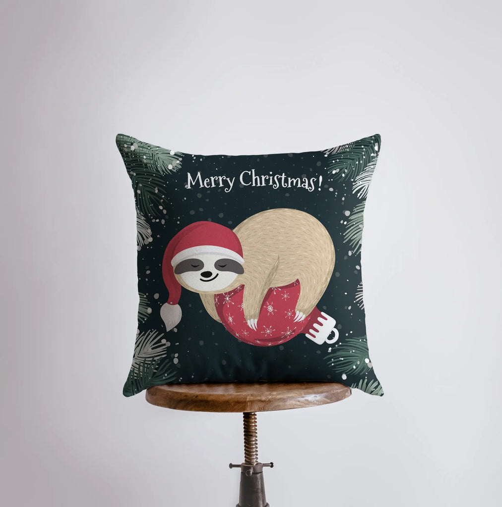 A Merry Little Christmas Sloth | Pillow Cover |  Christmas Decor | Christmas Throw Pillows | Couch Cushions | Sofa Pillows | Gift for Her UniikPillows