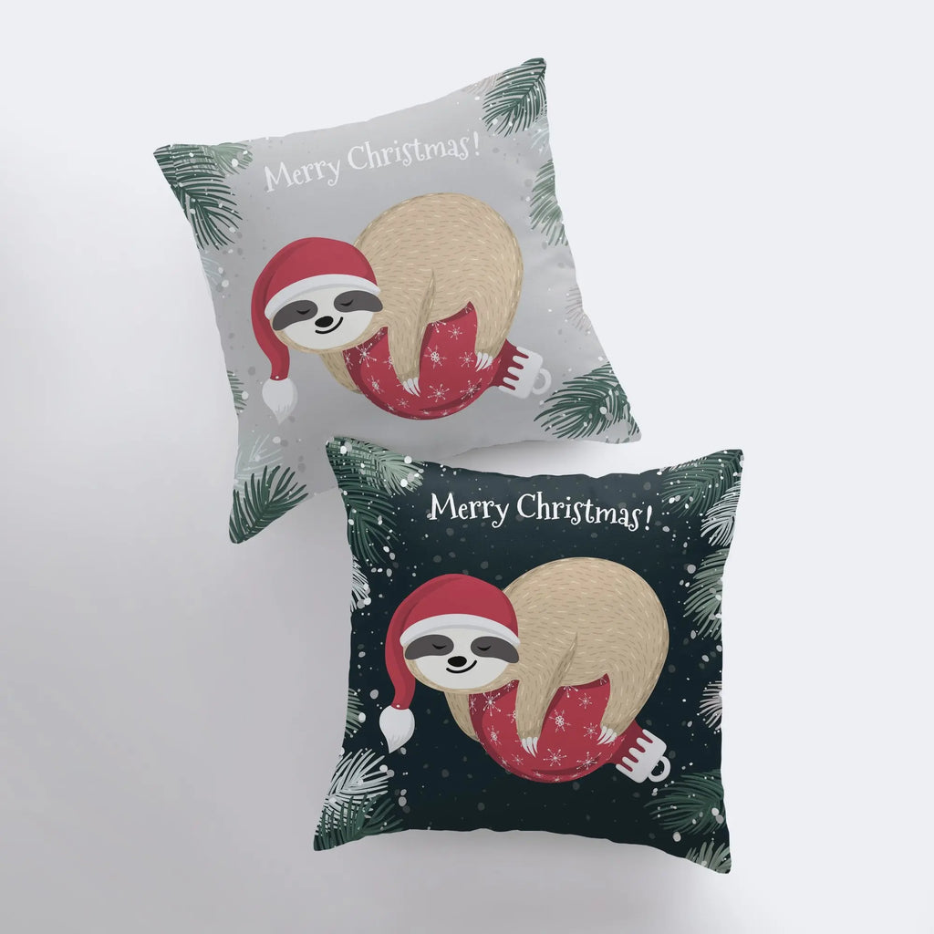 A Merry Little Christmas Sloth | Pillow Cover |  Christmas Decor | Christmas Throw Pillows | Couch Cushions | Sofa Pillows | Gift for Her UniikPillows