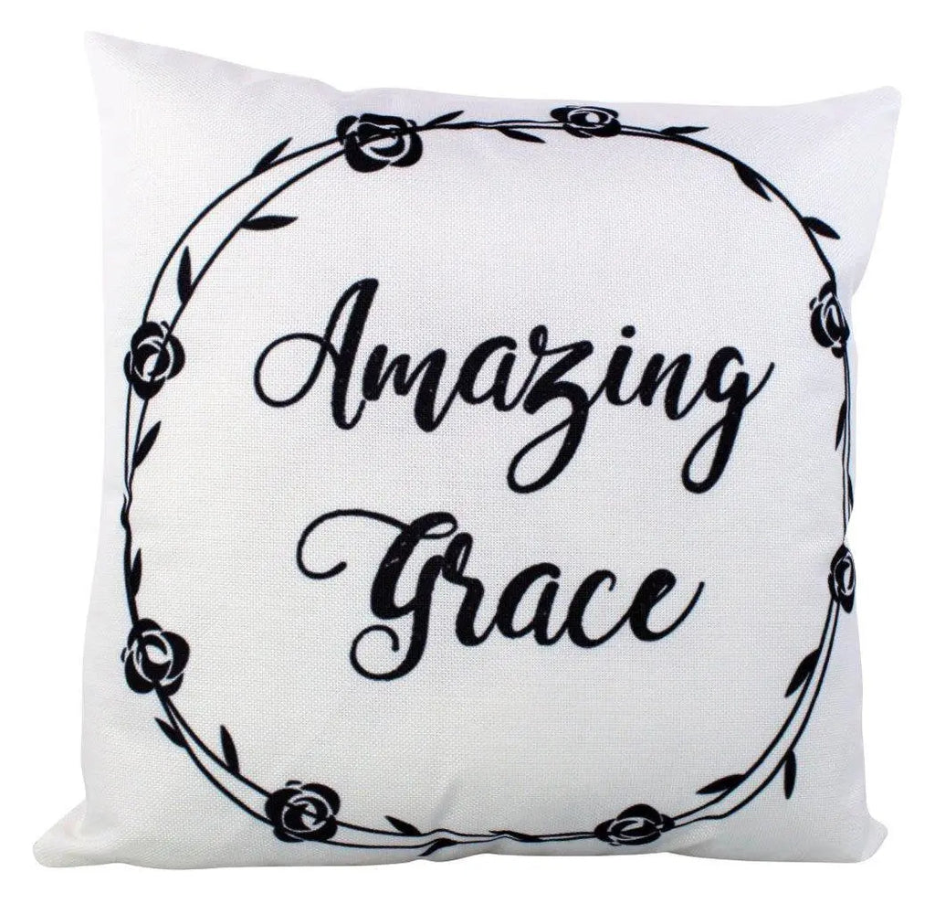Amazing Grace Pillow Cover | White Throw Pillow | Amazing Grace | Home Decor | Primitive Décor | Farmhouse Decor | Throw Pillows | Mom Gift UniikPillows
