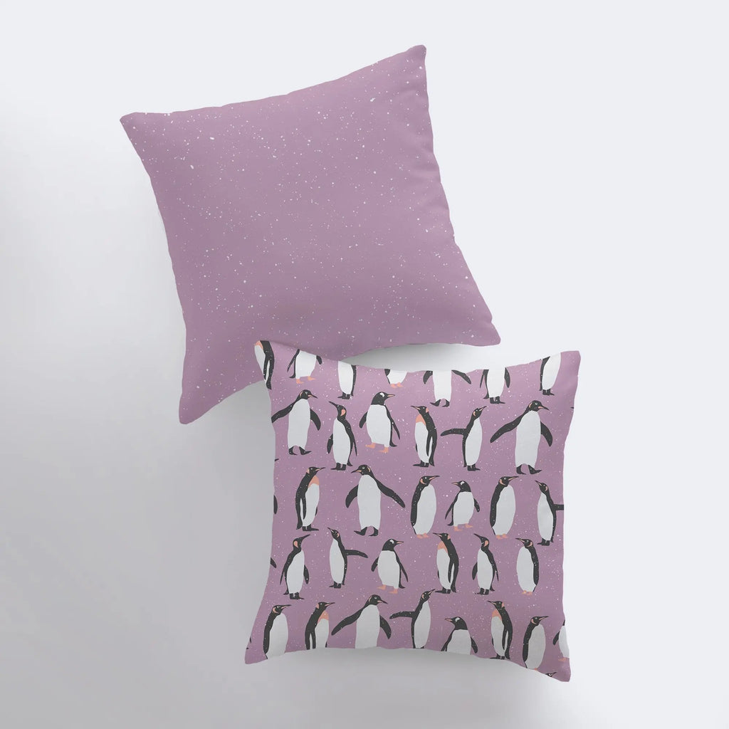 Arctic Penguin | Purple Pillow Cover | Home Décor | Throw Pillow | Snowflake Pillow | Christmas Pillow | Modern Home Decor | Unique Home Decor UniikPillows