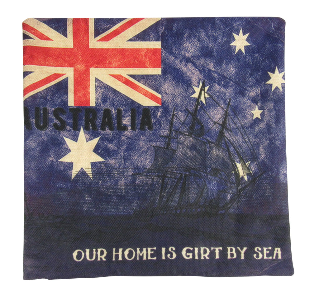Australian Flag | Vintage Flag | Ship Silhouette | Our Home is Girt by Sea | Pillow Cover | Throw Pillow | Home Decor | Gift idea | Mom Gift UniikPillows
