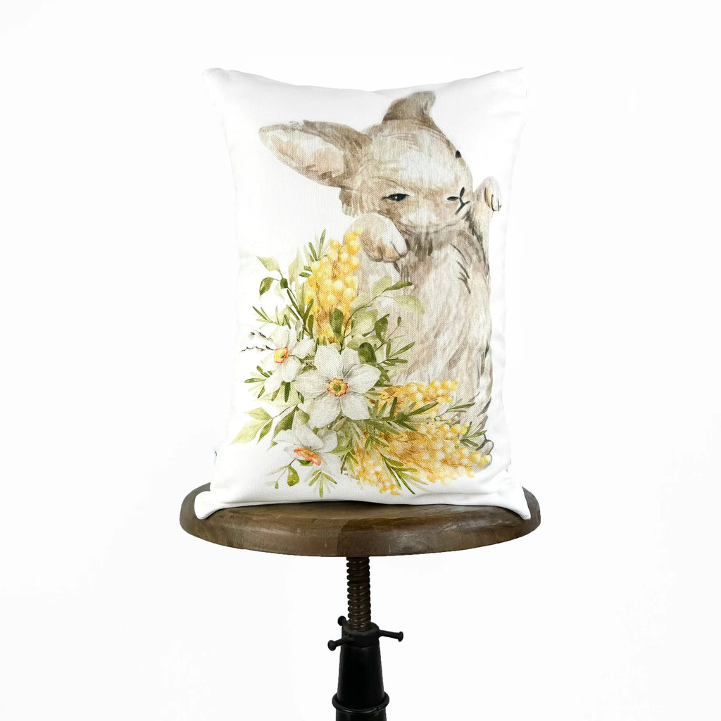 Baby Rabbit Spring Bloom | Spring Decorations | Spring Home Décor | Farmhouse Easter | Spring Outdoor Throw Pillows | UniikPillows UniikPillows